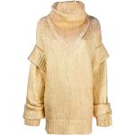 Jerséis dorados de lana de lana rebajados manga larga metálico Philipp Plein para mujer 