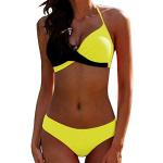 Bikinis halter amarillos tallas grandes floreados talla XL para mujer 