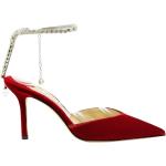 Sandalias rojas de terciopelo de tacón rebajadas con tacón de 7 a 9cm Jimmy Choo talla 37,5 para mujer 