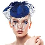 Sombreros azul marino de organza de fiesta  vintage floreados para mujer 