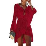 Túnicas vestido rojas de poliester de verano vintage de punto con crochet Talla Única para mujer 
