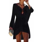 Túnicas vestido negras de poliester de verano vintage de punto con crochet Talla Única para mujer 