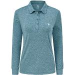 Camisetas deportivas azules de microfibra de invierno manga larga transpirables talla L para mujer 