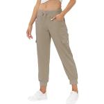 Pantalones beige de cintura alta tallas grandes transpirables militares talla XXL para mujer 