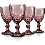 Copas lila de vidrio de vino de 300 ml aptas para lavavajillas vintage en pack de 4 piezas 