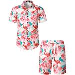 Camisas de flores  manga corta informales floreadas con motivo de flamenco talla XL para hombre 