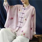 Camisas rosas de gasa de manga larga de verano manga larga vintage Talla Única para mujer 