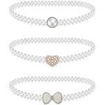 Cinturones elásticos blancos de perlas para navidad informales con perlas Talla Única para mujer 