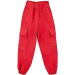 Pantalones bolsillos múltiples infantiles rojos 12 años 
