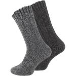 Juego de 2 pares de calcetines noruegos (calcetines de lana), tejidos, unisex antracita 43-46