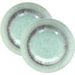Platos verdes de porcelana de porcelana LOLAhome 27 cm de diámetro en pack de 2 piezas para 2 personas 