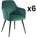 Conjuntos de 6 sillas verdes de poliester con reposabrazos vintage 