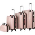 Set de maletas rosas de plástico con ruedas giratorias metálico tectake en pack de 4 piezas 
