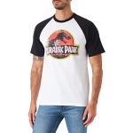 Jurassic Park Logotipo Envejecido Camiseta, Blanco (Blanco/Negro Wbl), XL para Hombre