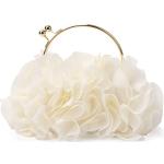 Bolsos blancos de tela de mano con estampados floreados para mujer 