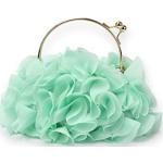 Bolsos verdes de tela de mano con estampados floreados para mujer 