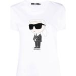Camisetas orgánicas blancas de algodón de manga corta manga corta con cuello redondo con logo Karl Lagerfeld de materiales sostenibles para mujer 