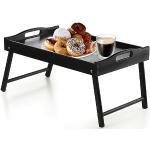 KADAX Mesa de cama, bandeja de desayuno de madera de pino, 19 x 30 x 50 cm, bandeja plegable, bandeja de comida para desayuno en la cama, mesa auxiliar (negro)