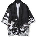 Chaquetas Kimono negras de algodón vintage talla L para hombre 