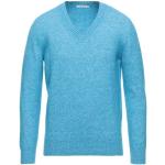 Suéters  azules de poliamida rebajados manga larga con escote V de punto talla L para hombre 