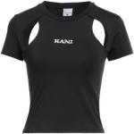 Camisetas negras de poliester de manga corta manga corta con cuello redondo de punto Karl Kani talla XXS de materiales sostenibles para mujer 