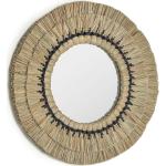 Espejos redondos marrones de algodón con marco trenzados Kave Home 60 cm de diámetro 