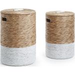 Kave Home - Set Mast de 2 cestas lavandería de jacinto de agua natural y blanco