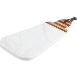 Kave Home - Tabla de servir triangular oval Bryant mármol blanco y madera maciza acacia