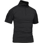 Camisetas deportivas negras de poliester manga corta con cuello alto transpirables militares talla M para hombre 