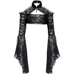 Cárdigans negros de encaje manga larga transpirables góticos de encaje con crochet talla S para mujer 