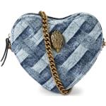 Bolsos satchel azules de tela vintage con logo para mujer 