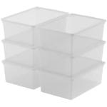 Keter Juego de 6 Cajas organizadoras de plástico con tapa C Box S, transparentes, ideales para ropa, zapatos y almacenamiento, aptas para armarios y garajes, 11 L, 37 x 26 x 14 cm