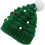 Gorros verdes de lana de invierno para navidad de punto con crochet talla M para mujer 