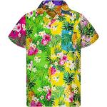 Camisas lila de poliester de flores  tallas grandes manga corta informales floreadas con motivo de flores talla 6XL para hombre 