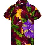 Camisas granate de poliester de flores  de verano tallas grandes informales floreadas talla 6XL para hombre 