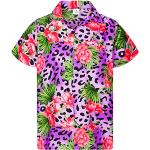 Camisas lila de poliester de flores  manga corta informales floreadas talla XL para hombre 