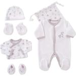 KINOUSSES - Kit de nacimiento de 6 piezas - 1 mes - Terciopelo blanco - Motivo jirafa - (Pijama, body, gorro, manoplas, pantuflas y bolsa de almacenamiento) - Regalo para bebé mixto (niño y niña)
