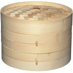 KitchenCraft World of Flavors Cesta de Vapor de Bambú, 2 Niveles, 20cm, Beige