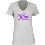 Camisetas grises de algodón de algodón  rebajadas con escote V con logo Klim talla XL para mujer 