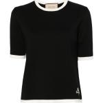 Camisetas negras de poliester de cuello redondo manga corta con cuello redondo con logo Gucci para mujer 