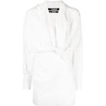Vestidos blancos de algodón de manga larga rebajados manga larga con escote V arrugados Jacquemus talla M para mujer 