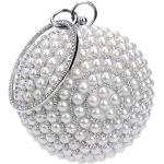 Bolsos clutch plateado de perlas con perlas para mujer 