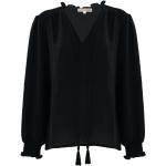 Blusas negras de manga larga manga larga con escote V Kocca con borlas talla XL para mujer 