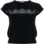 Camisetas negras de viscosa de manga corta tallas grandes manga corta de encaje Kocca talla XXL para mujer 