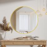 Espejos dorados de metal de baño rebajados con marco 50 cm de diámetro 