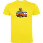 Camisetas deportivas amarillas de algodón manga corta con cuello redondo hippie de punto Kruskis talla S para hombre 