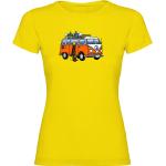 Camisetas deportivas amarillas de algodón manga corta con cuello redondo hippie de punto Kruskis talla L para mujer 