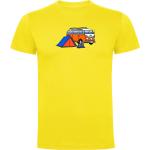 Camisetas deportivas amarillas de algodón manga corta con cuello redondo hippie de punto Kruskis talla S para hombre 