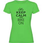 Kruskis Keep Calm And Bike On Short Sleeve T-shirt Verde M Mujer