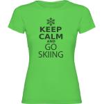 Camisetas deportivas verdes de algodón Meme / Theme Keep calm and carry on de punto Kruskis talla S para mujer 